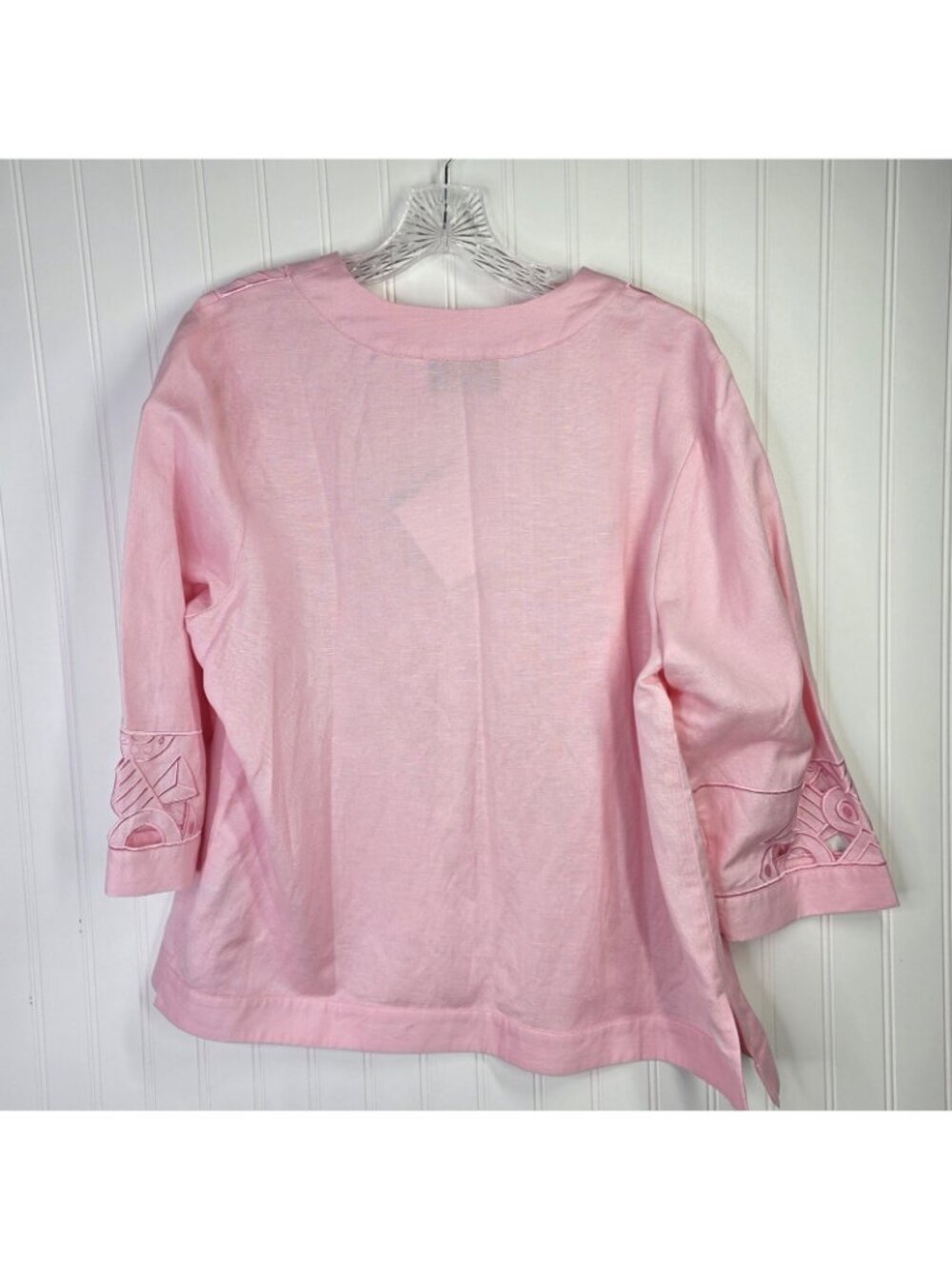 Bob Mackie Wearable Art Jacket Tank Set Womens XL Pink Linen Cutout Cottagecore - Picture 8 of 16